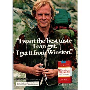 1979 Winston Cigarettes Vintage Print Ad Hike Hiking Backpack Zippo Wall Art